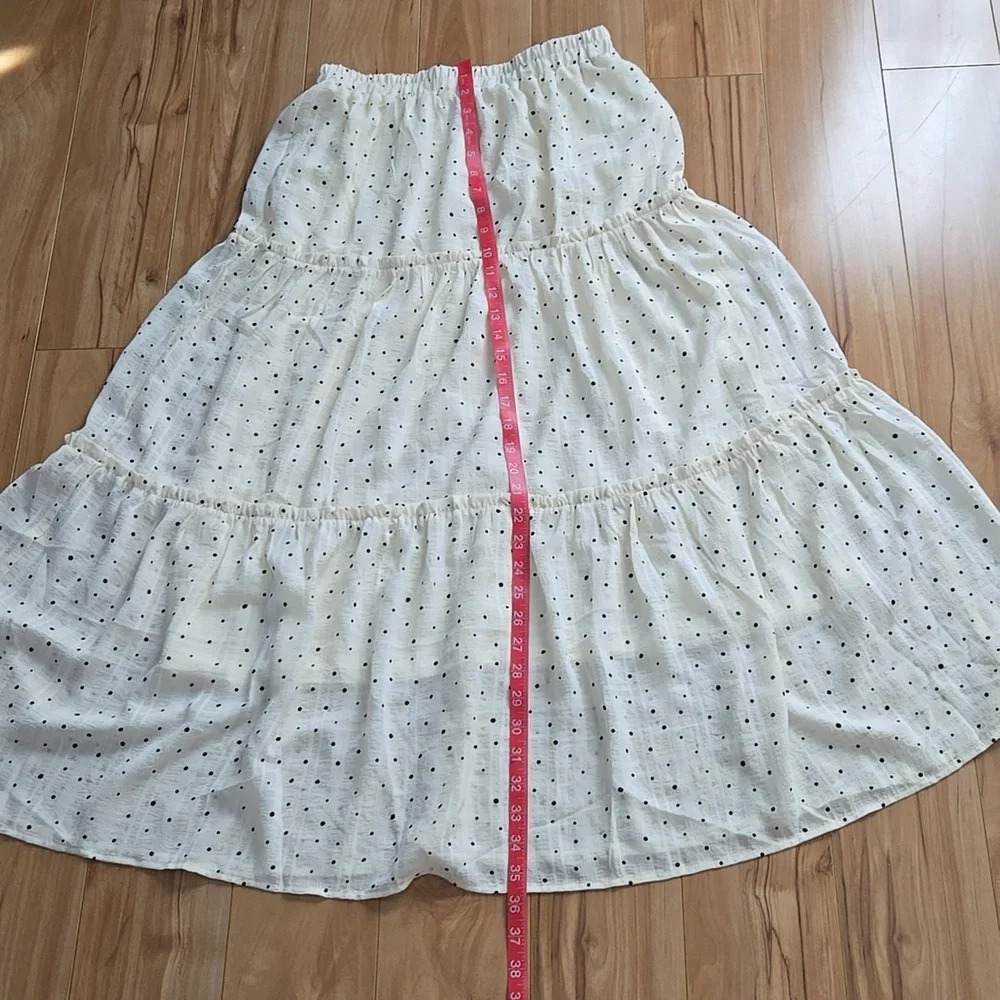 BLU PEPPER Ivory Fully Lined Skirt with Black Polka-Dots size Small - Picture 10 of 11